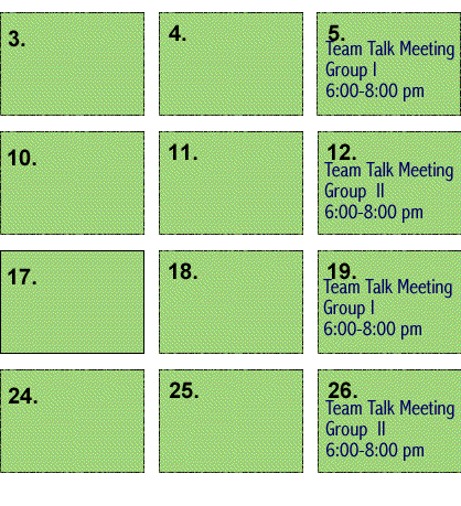 TEAM TALK CALENDAR